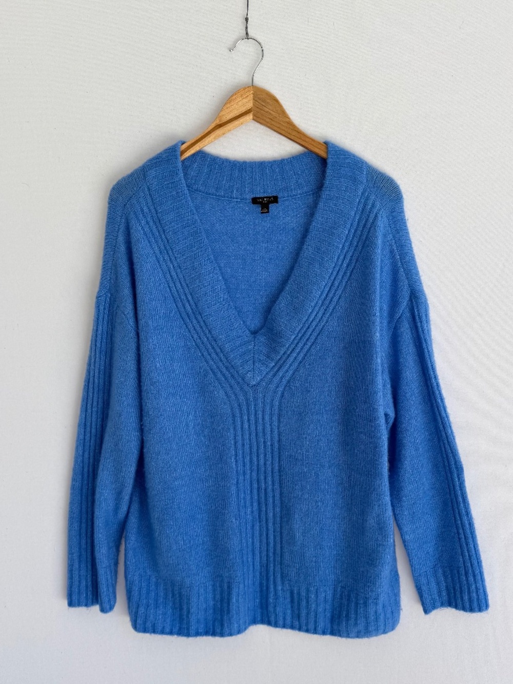 TALBOTS Women’s Plus 3X Blue V-neck Poly Wool Blend Knit Sweater